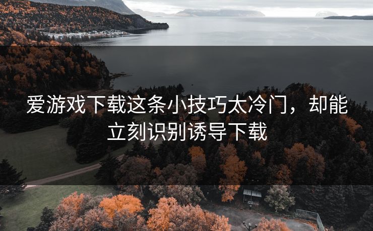 爱游戏下载这条小技巧太冷门，却能立刻识别诱导下载